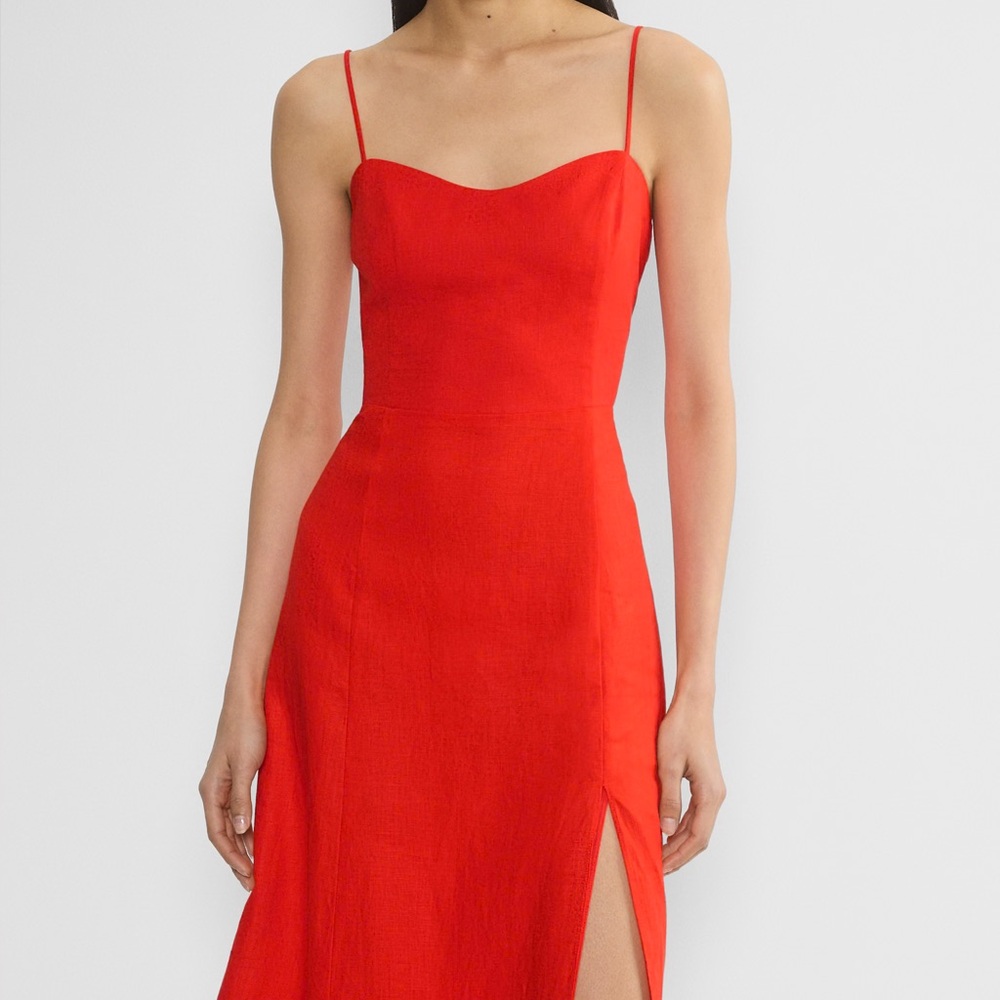 NWT Aritzia Barrafina Linen Dress in Poppy Red 10 - Picture 2 of 8